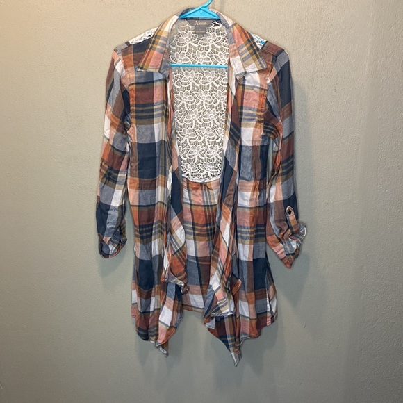 NWOT Flannel Lace Cardigan - Picture 1 of 9